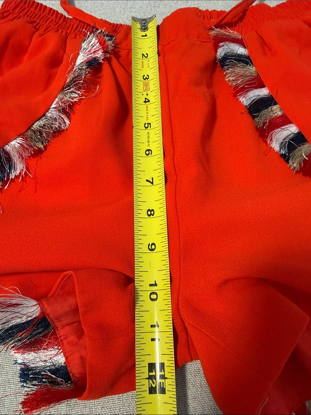 Chloe Oliver Women's Red Orange Athletic Shorts with Fringe Trim Size Medium - Picture 13 of 15